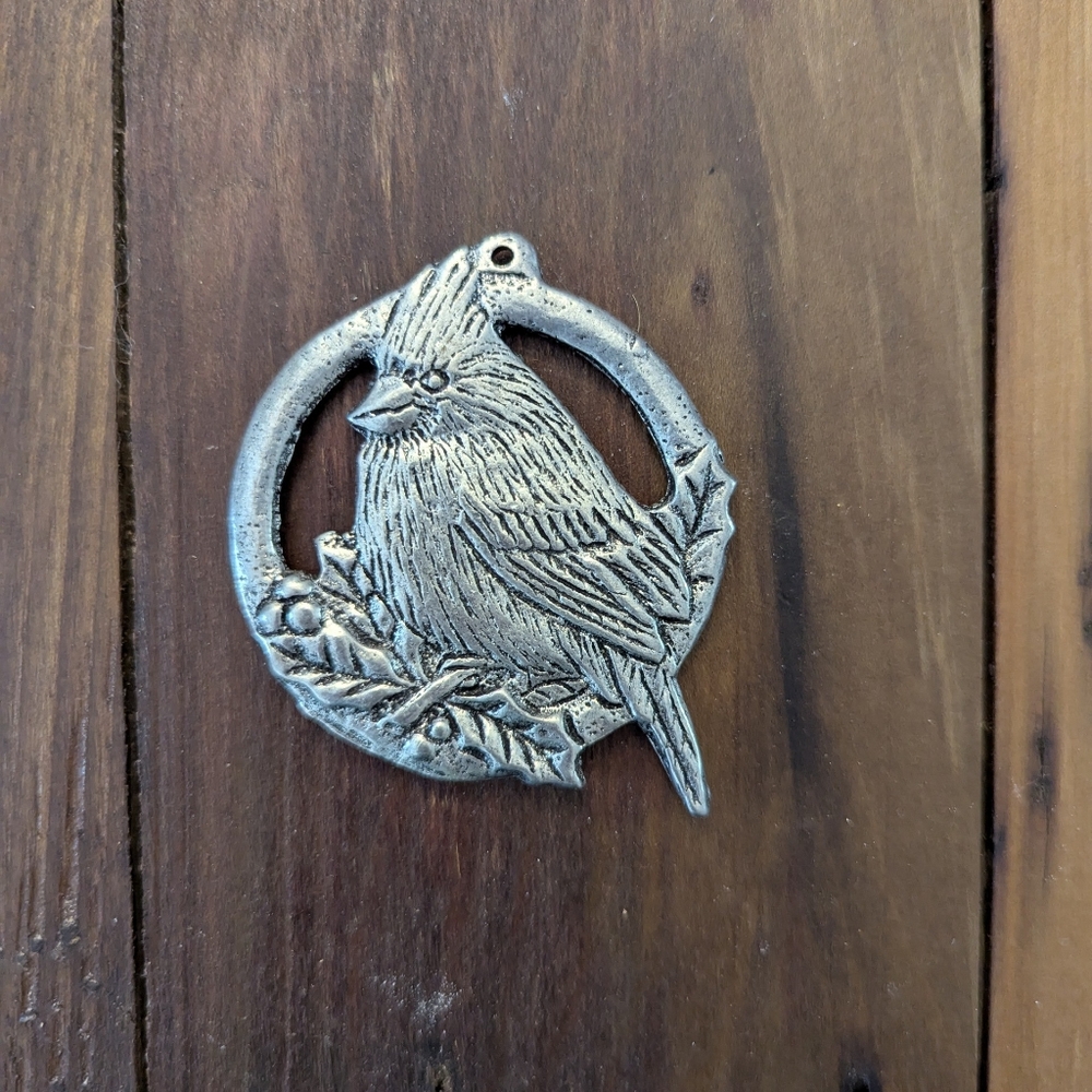 Vintage 1993 Carson Pewter Cardinal Christmas Ornament